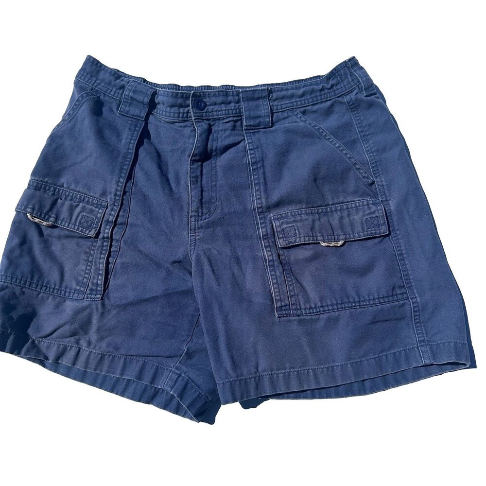 L.L.Bean Men’s 35 Regular Blue Canvas Cargo Utility Shorts Cotton Hiking
